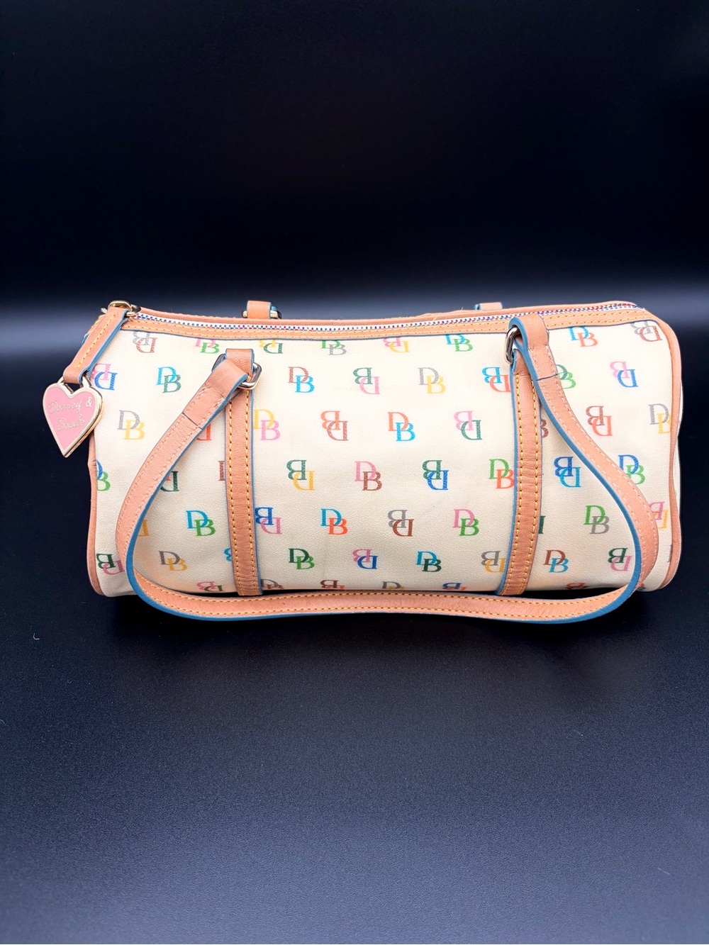 Vintage Dooney and Bourke Rainbow DB Monogram Barrel Bag Y2K It Handbag Purse